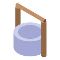 Water well isometric icon, drinking water source vector