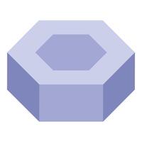 Purple hexagon floating showing its geometric shape vector