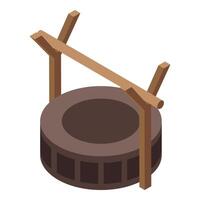 Old stone well with wooden structure providing water source vector