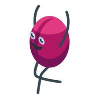 Happy pill capsule character standing on one leg isometric icon vector