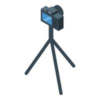 Digital camera is standing on tripod on a white background vector
