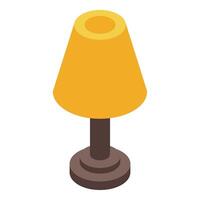 Yellow electric table lamp standing on floor providing light in isometric view vector