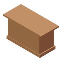 Wooden desk isolated on white background isometric view vector