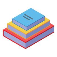 Stack of three books isometric icon vector illustration