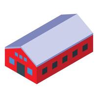 Red barn building standing on farm in isometric projection vector