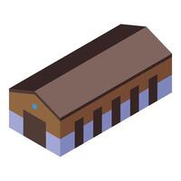 Large brown warehouse building with loading dock isometric view vector