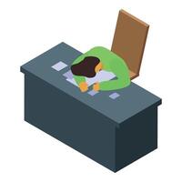 Tired office worker sleeping on desk during work time vector