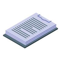 Clipboard holding several sheets of paper isometric icon vector