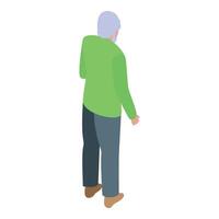 Senior man standing watching something isometric view vector