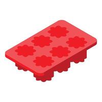 Red silicone mold for baking lying on white background vector