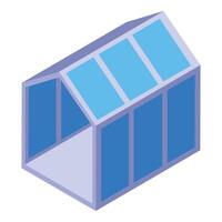 Modern empty greenhouse with glass walls and roof for growing plants isometric view vector