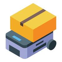 Autonomous mobile robot delivering parcel in warehouse vector