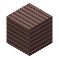 Dark brown cube forming striped pattern with isometric view vector