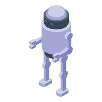 Friendly robot standing and smiling isometric icon vector