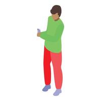 Young man using smartphone browsing internet mobile technology vector