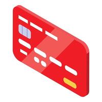 Red credit card lying on a white background in isometric view vector