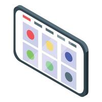 Smartphone showing color palette for designer working on mobile app vector