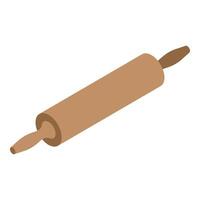 Wooden rolling pin lying diagonally isolated on white background vector