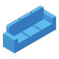 Blue comfortable sofa isometric style furniture element vector
