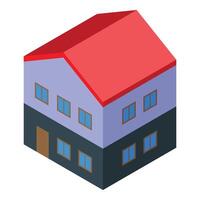 Modern two storey house with red roof in isometric view vector