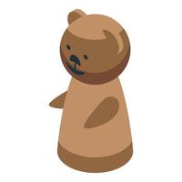 Brown teddy bear standing with open arms isometric view vector