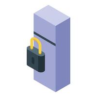 Smart fridge protecting food freshness with digital lock system vector