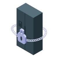 Refrigerator secured with chain and lock representing diet concept vector