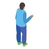Young man showing something with hand isometric icon vector