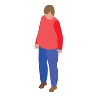 Overweight man standing and looking down isometric icon vector