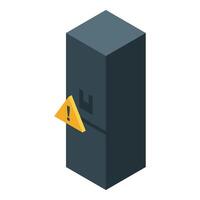 Broken fridge showing warning sign isometric icon vector