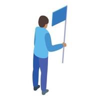 Man is holding blank flagpole on demonstration vector