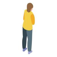 Girl standing back view isometric icon vector