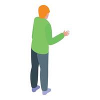 Young man is showing something with hand gesture vector