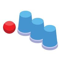 Magician hiding ball under one of three cups is performing magic trick vector