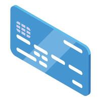 Blue credit card lying on a white background in isometric view vector