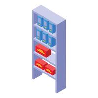 Archive storage shelving unit holding files and boxes vector