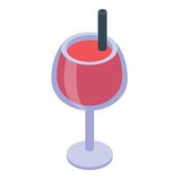 Glass is filled with red wine for tasting event vector