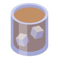 Glass is containing iced coffee with ice cubes floating inside vector