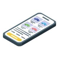 Online car marketplace app displaying vehicles for sale on smartphone screen vector