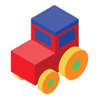 Red toy tractor isometric style isolated on white background vector