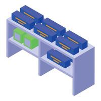 Data center server room isometric icon showing network server equipment vector