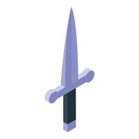 Sharp metal sword pointing up isometric view vector