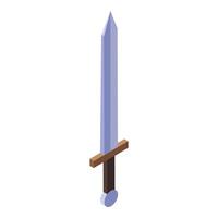 Isometric sharp sword pointing up vector