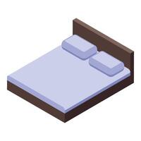 Double bed with two pillows isometric illustration representing sleep vector