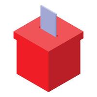 Red election box receiving ballot paper isometric view vector