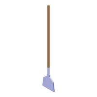 Floor scraper with wooden handle standing up isometric view vector