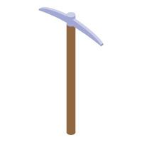 Isometric pickaxe standing on white background vector