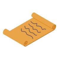 Ancient scroll unfurling, revealing historical secrets in isometric view vector