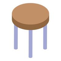 Round stool standing on three legs isometric icon vector