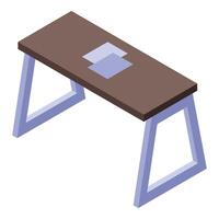 Modern desk with laptop showing isometric view vector